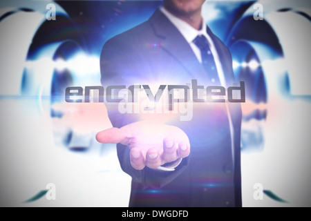Encrypted against abstract cloud design in futuristic structure Stock Photo