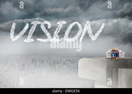 Vision against balcony overlooking city Stock Photo