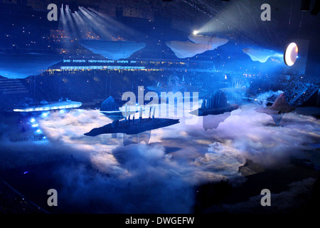 SOCHI, RUSSIA - FEBRUARY 7, 2014: the opening ceremony of the XXII Olympic Winter Games in the stadium Fisht on February 7, 2014 Stock Photo