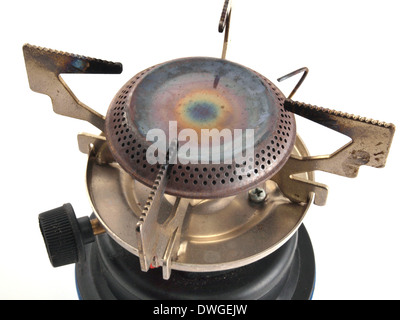 Camping gas cooker on a white background. Stock Photo