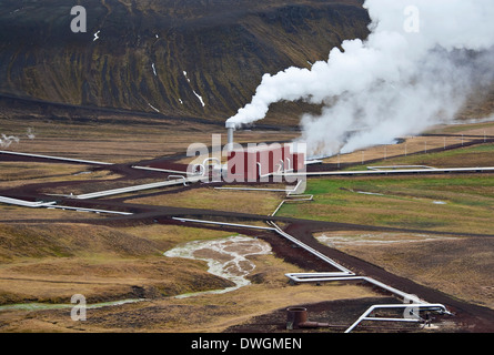 Krafla Geo thermal Power Station in Iceland Stock Photo