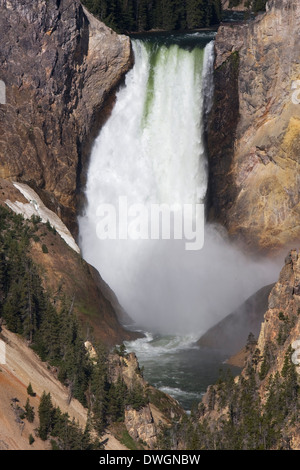 Lower Falls along the Grand Canyon of the Yellowstone River, as seen from Artist Point in Yellowstone National Park, Wyoming. Stock Photo