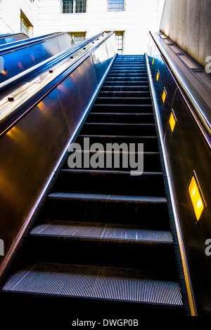 Escalators in the Smithsonian Metro Station, Washington, DC. Stock Photo