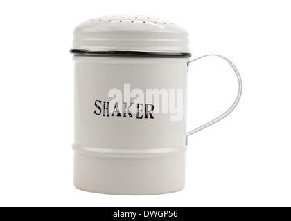 White enamel flour shaker Stock Photo
