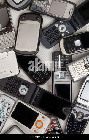 A selection of old mobile phones - cellphones Stock Photo