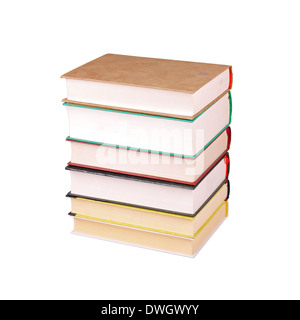 Stack of old books isolated on white Stock Photo