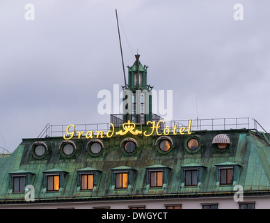 Detail of the Grand Hôtel (1874), a 5-star hotel in Stockholm, Sweden. Stock Photo