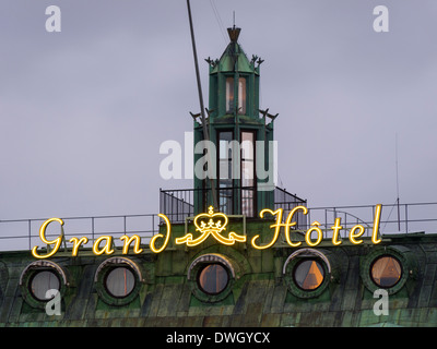 Detail of the Grand Hôtel (1874), a 5-star hotel in Stockholm, Sweden. Stock Photo