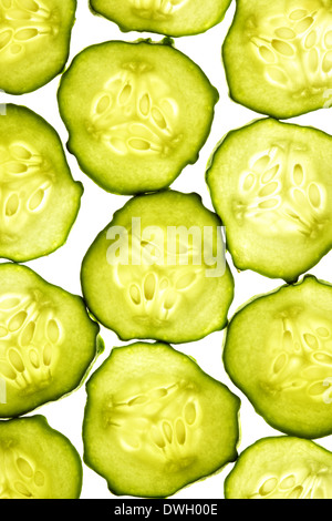 Slices of cucumber isolated over white background Stock Photo