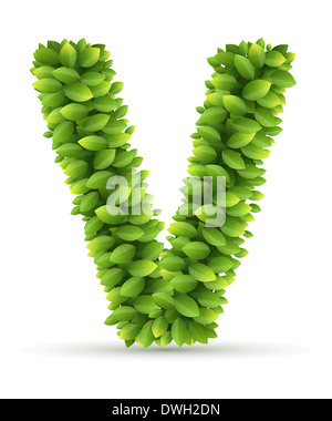 Letter U,  vector alphabet of green leaves Stock Photo