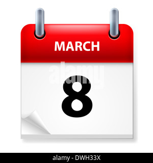 Eighth March in Calendar icon on white background Stock Photo