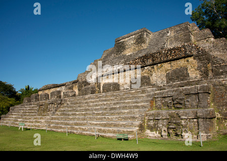 Belize, District of Belize, Belize City area. Altun Ha archaeological site, Mayan ruins. The Sun God Temple. Stock Photo