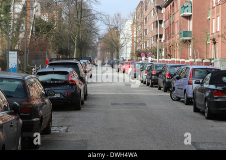 Residential street in Hamburg Eppendorf, Germany Stock Photo