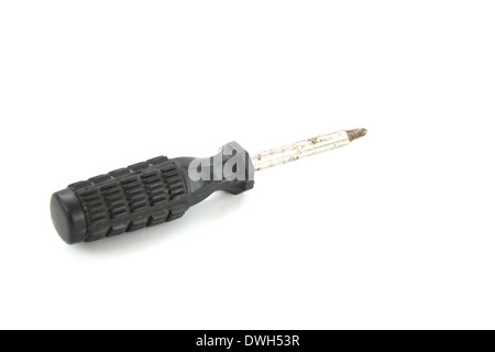 Old screwdrivers isolated on white background. Stock Photo