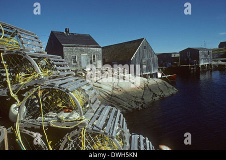 Lobster traps, village, Peggys Cove, Nova Scotia, Canada Stock Photo