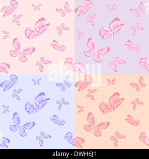 Set of different backgrounds of butterflies. Illustration for design Stock Photo