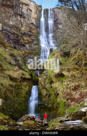 Pistyll Rhaeadr Waterfall in Powys in Wales Stock Photo