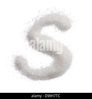 Sea salt letter s isolated on white top view Stock Photo