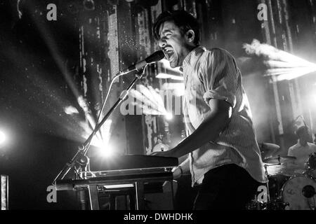 Detroit, Michigan, USA. 8th Mar, 2014. Lead Singer SAMEER GADHIAR of the band Young The Giant performing on the Mind Over Matter Tour at The Fillmore Theatre in Detroit, MI on March 8th 2014 Credit:  Marc Nader/ZUMA Wire/ZUMAPRESS.com/Alamy Live News Stock Photo