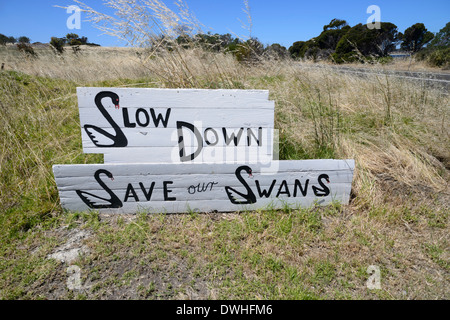 Save our Swans Sign - 'Kangaroo Island' - South Australia Stock Photo