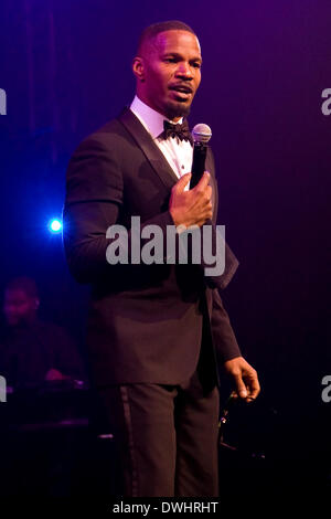 Mashantucket, Connecticut, USA. 9th Mar, 2014. March 8, 2014: Award winning singer and actor Jamie Foxx, performs at Foxwoods MGM Grand Theater in Mashantucket, Connecticut. Anthony Nesmith/CSM/Alamy Live News Stock Photo