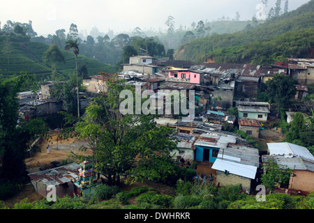 Tea plantation workers' houses on the Periakanal Estate near Munnar ...