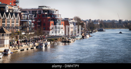 The first Spring day at Kingston Riverside Stock Photo