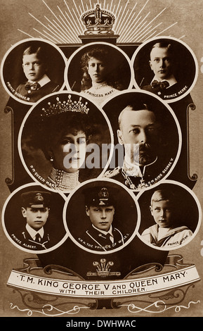King George V Queen Mary and their children Stock Photo