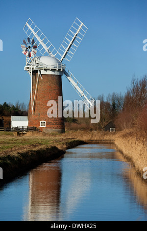 Horsey Windpump on the Horsey Marshes in Norfolk, England Stock Photo