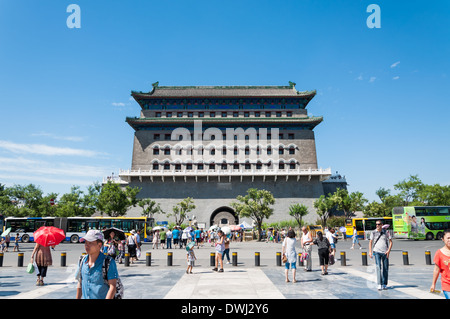 Zhengyang Gate is an old arrow tower between Tiananmen Square and Qianmen Street in Beijing. Stock Photo
