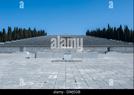 Fogliano Redipuglia, Italy - 9 March 2014: the stairs and crosses of the WWI memorial built in 1938 Stock Photo