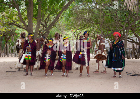 Traditional dance, Zulu village Stock Photo