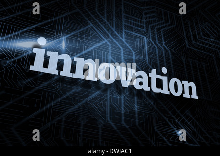 Innovation against futuristic black and blue background Stock Photo - Alamy