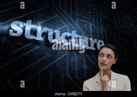 Structure against futuristic black and blue background Stock Photo
