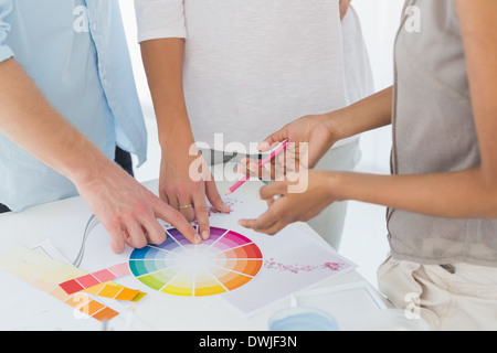 Interior designer showing colour wheel to customers Stock Photo