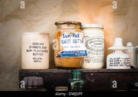 Old containers of food from 1940s and 1950s in UK Stock Photo