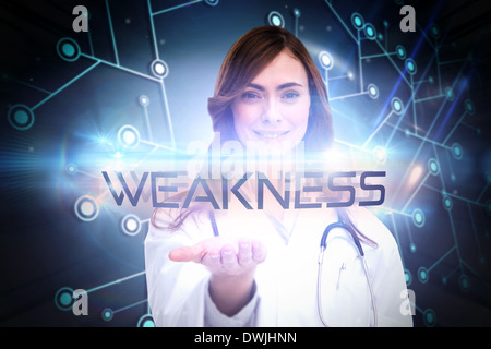 Weakness against black background with glowing network Stock Photo