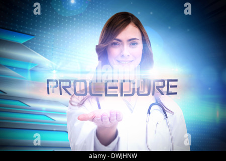 Procedure against arrows on technical background Stock Photo