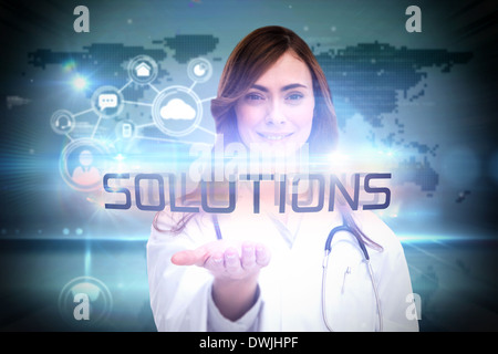 Solutions against futuristic technology interface Stock Photo