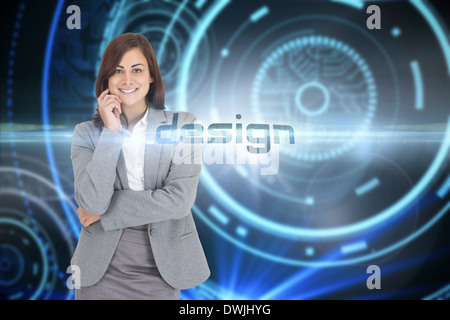 Design against futuristic technological background Stock Photo