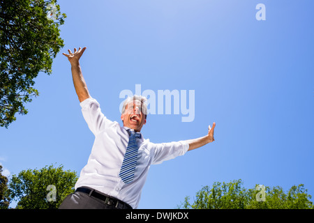 Successful businessman screaming Stock Photo