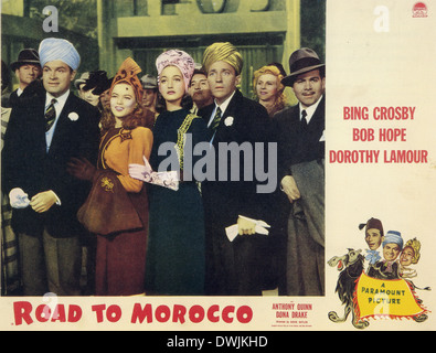 ROAD TO MOROCCO  1942 Paramount film. From left:  Bob Hope, Dona Drake, Dorothy Lamour, Bing Crosby Stock Photo