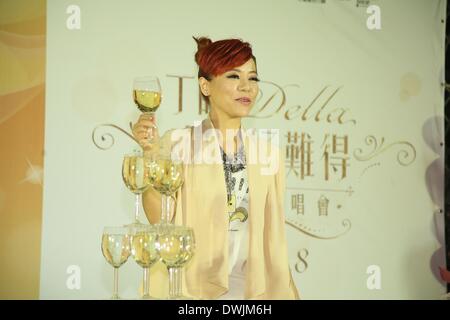 Singer Della poses for a photocall after her concert in Taipei,China on Saturday March 8,2014. Stock Photo