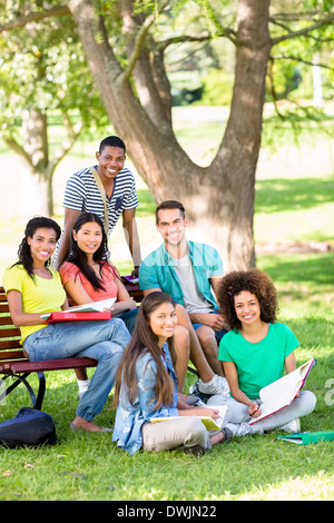 University students studying at campus Stock Photo