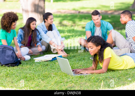 University students studying on campus Stock Photo