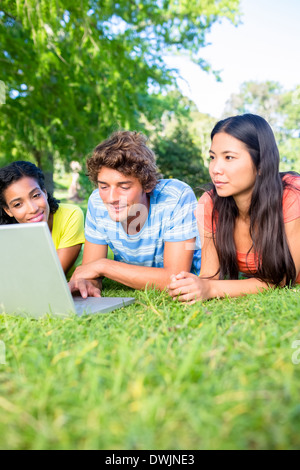 College students using laptop Stock Photo