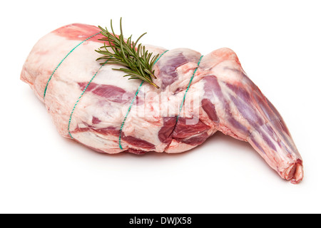 Shoulder of British lamb (2.69 kg) isolated on a white studio background. Stock Photo