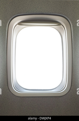 Empty airplane glass window Stock Photo