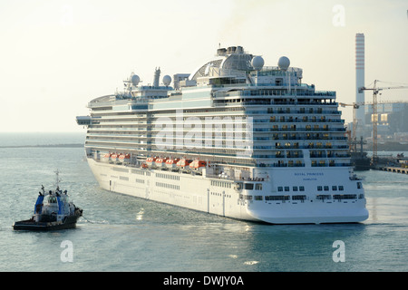 MS Royal Princess cruise ship leaving port in Bareclona. Stock Photo