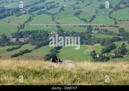 View of the Edale valley from Lose Hill in The Peak District National Park Derbyshire England United Kingdom UK Stock Photo